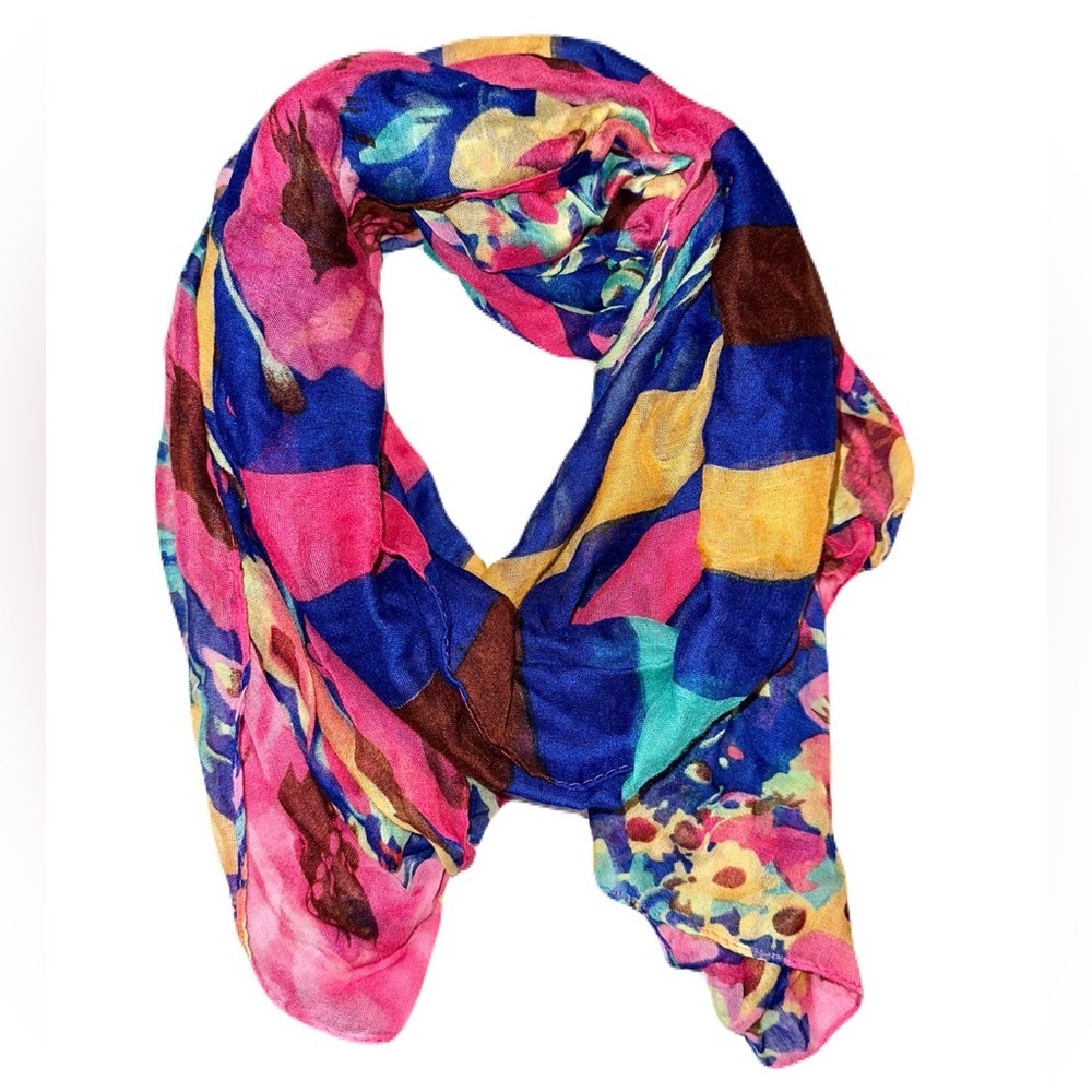 Pink & blue wrap scarf